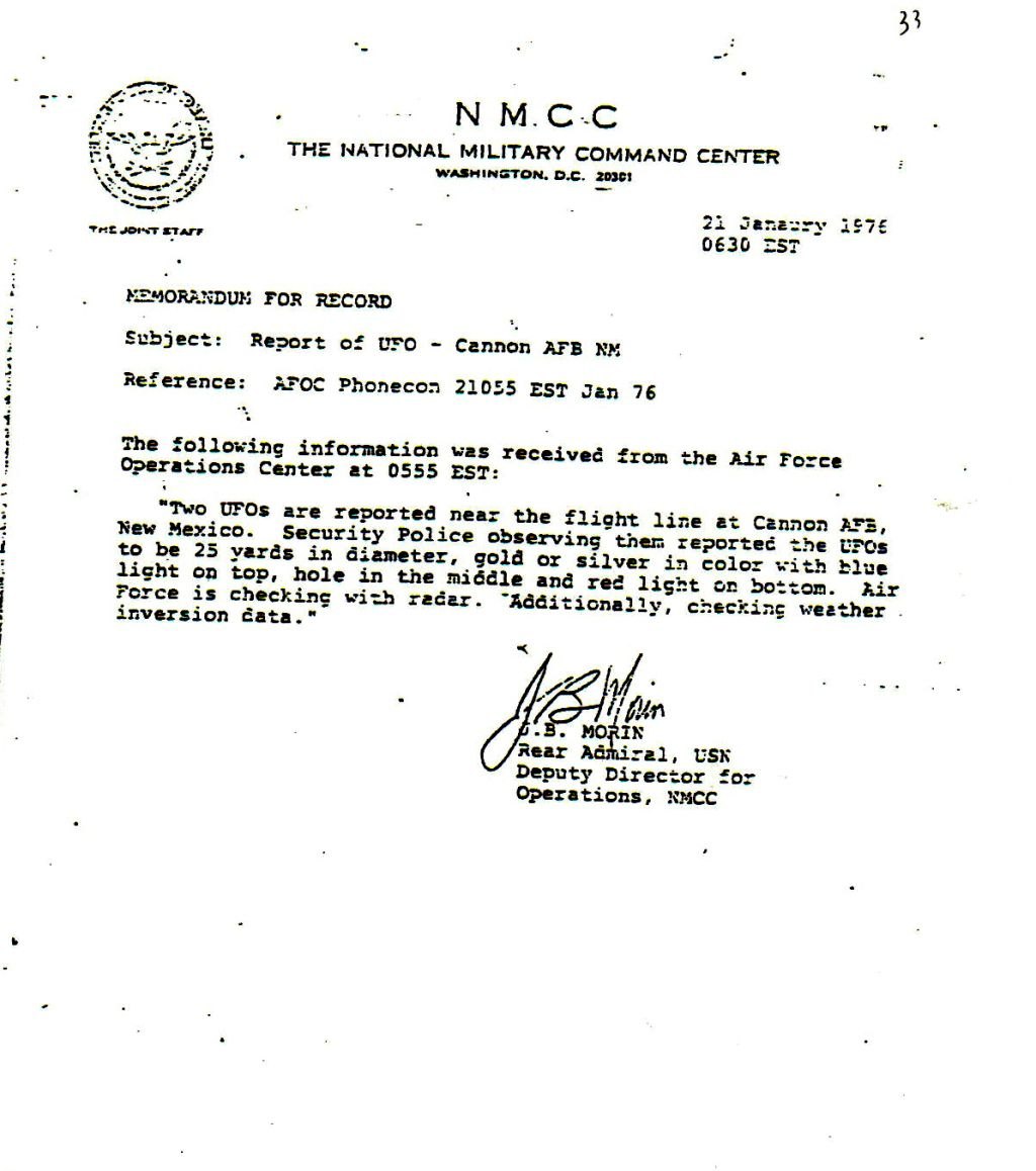 The Cannon AFB Flight-Line UFOs