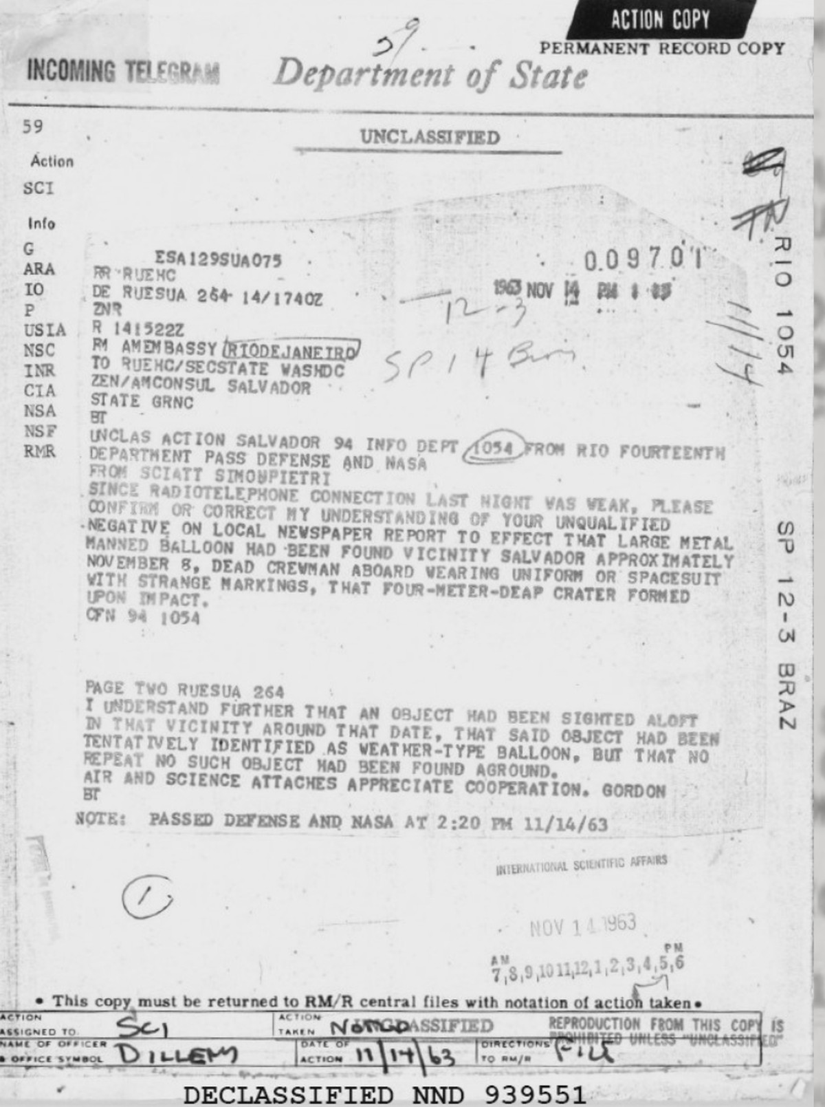 The Conde Metal Sphere and the Dead Crewman, Bahia, Brazil, November 1963