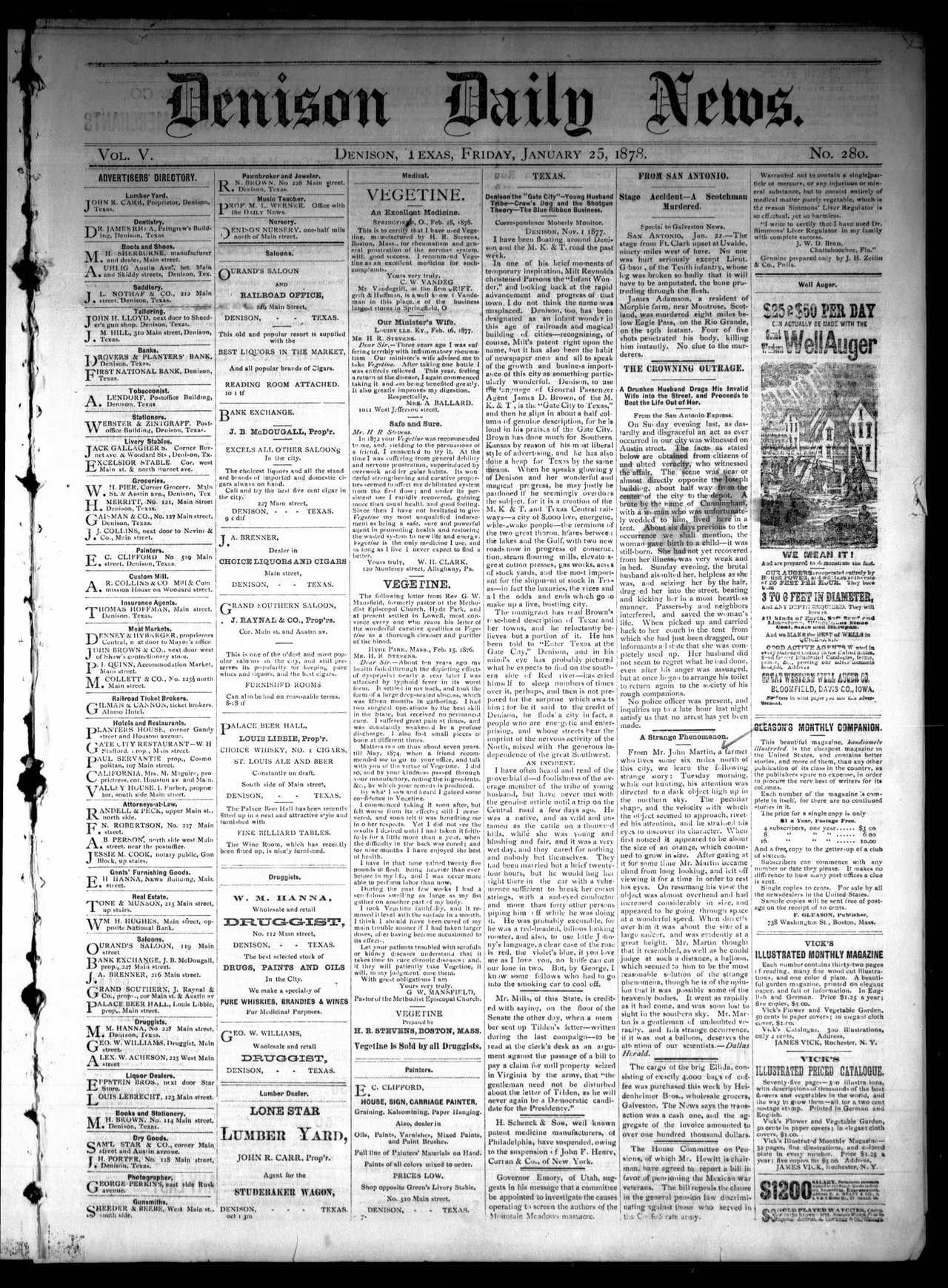 The Denison, Texas Daylight Object (1878)