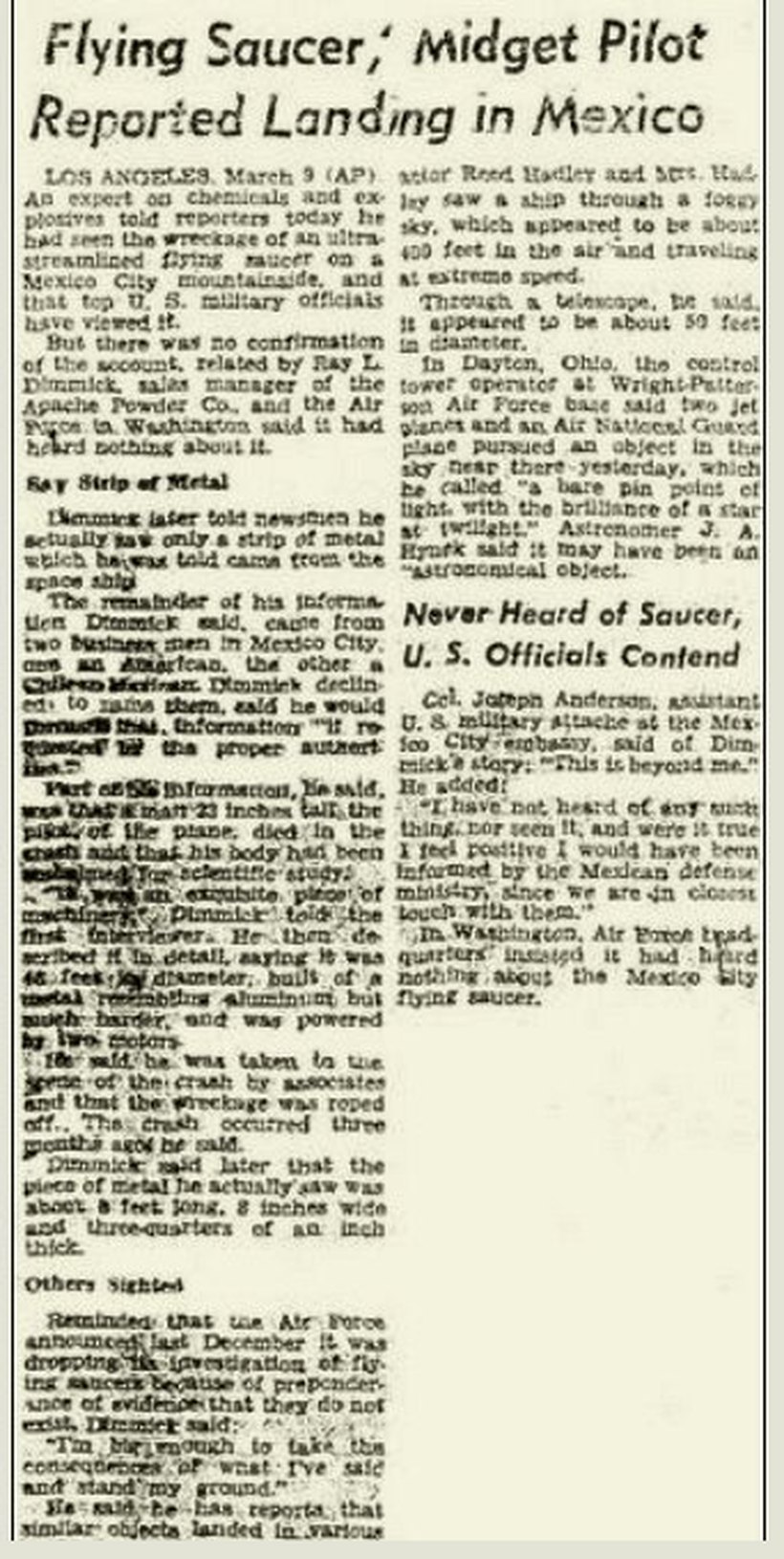 The Alleged Mexico City Crash (1950)