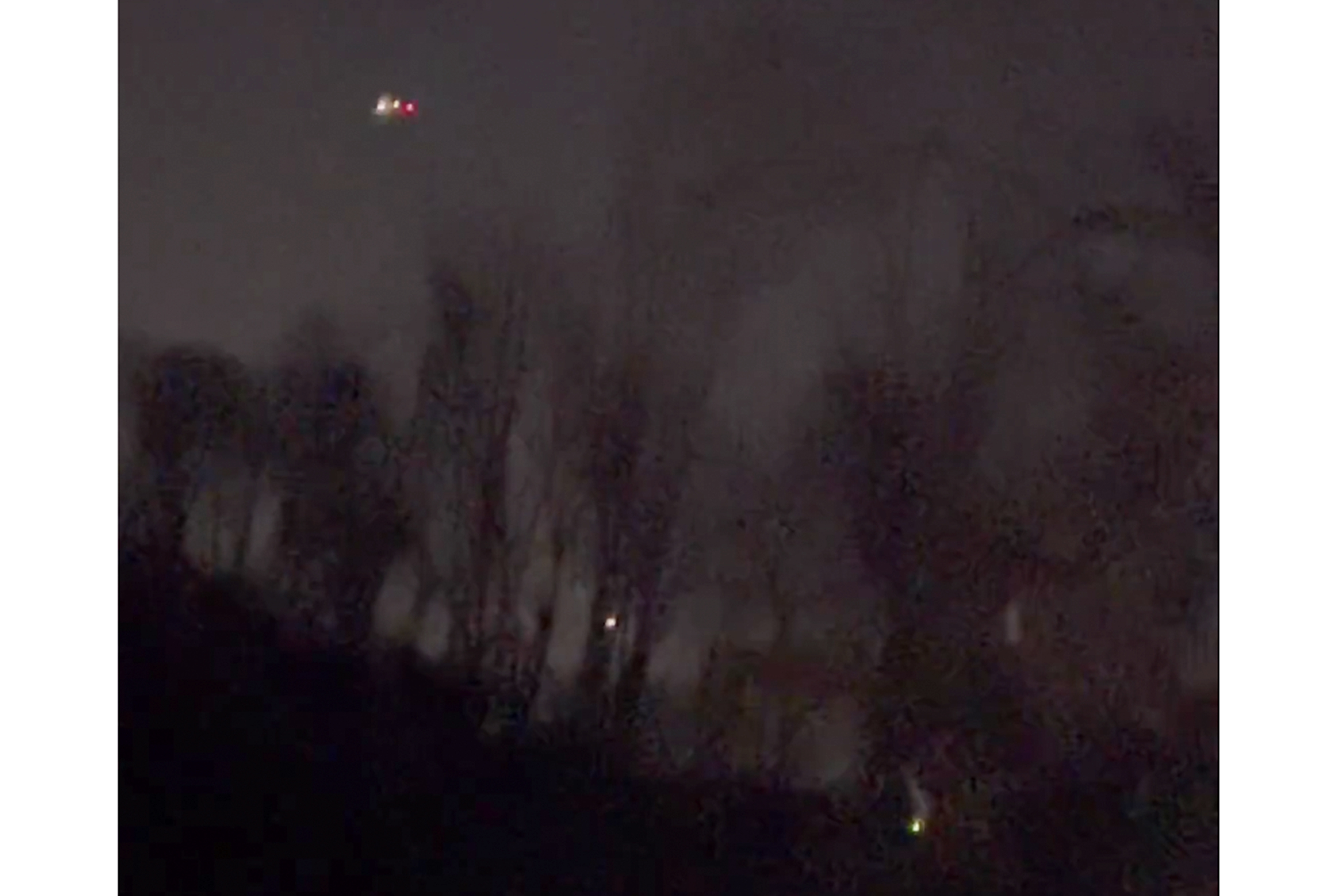 Still from video showing what appear to be several drones over Randolph, New Jersey, December 2024 (MartyA45_ via AP).