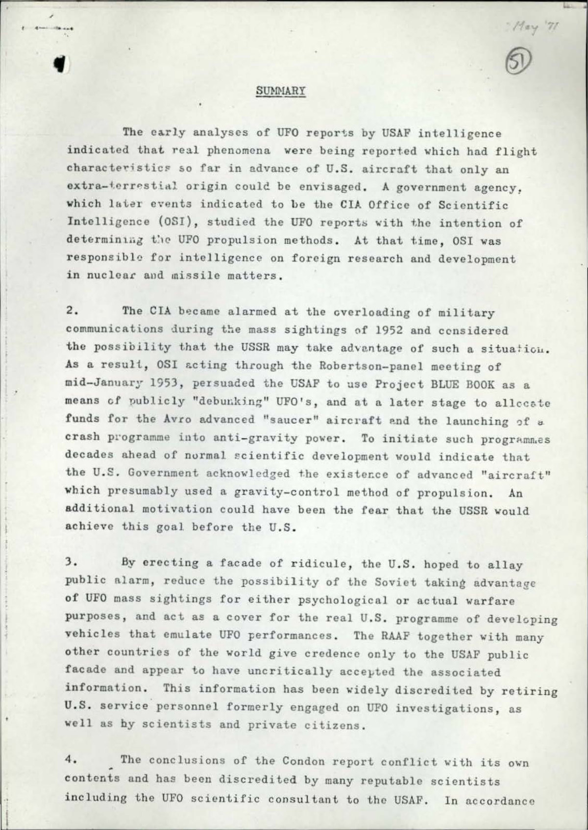 The Turner Report: Australia's Joint Intelligence Organisation Assessment of the UFO Problem, 27 May 1971